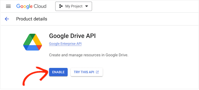 How to enable the Google Drive API