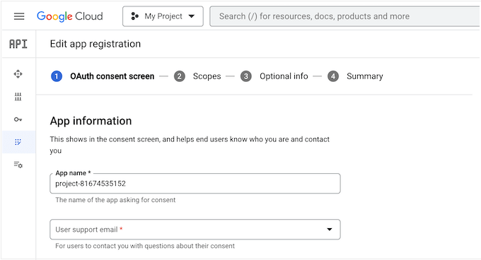 Registering an app in the Google Cloud Console