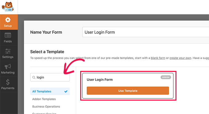 Login form template