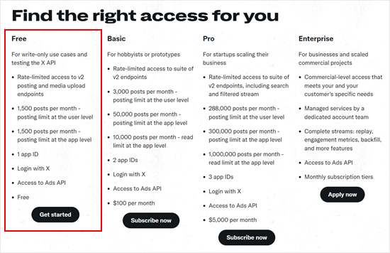 Signing up for X API access