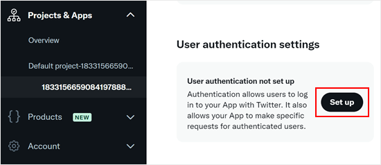 Setting up user authentication for X app