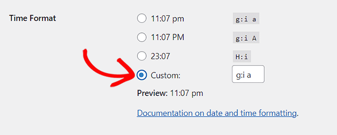 Choose time format according to your liking