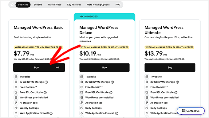 GoDaddy Pricing Plans