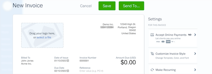 Customize Freshbooks invoice