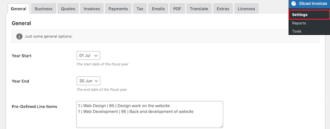 Set up sliced invoices plugin