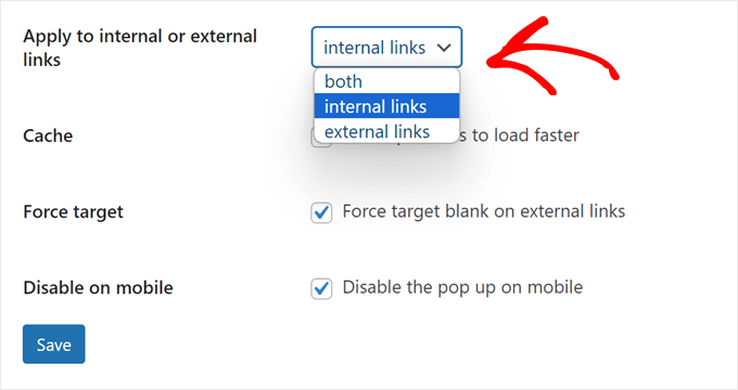 Enabling Bright Links Preview for internal links and external links