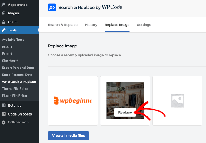 The Replace button in Search & Replace Everything