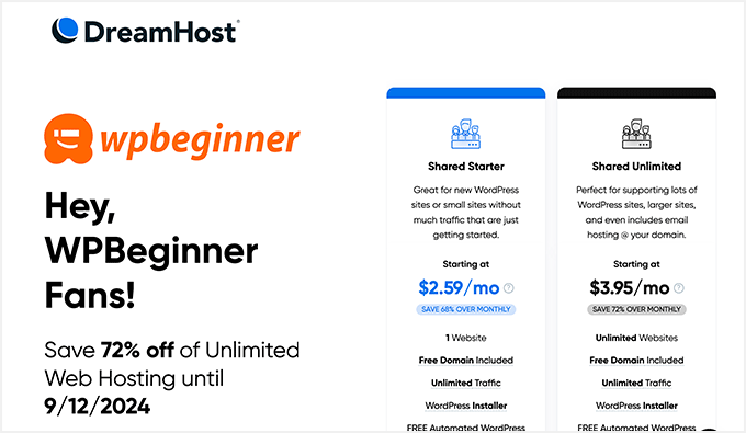 The DreamHost coupon code has been applied so you can automatically take advantage of this deal