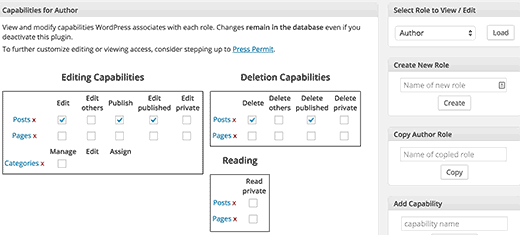 Modification des capacités des utilisateurs dans WordPress