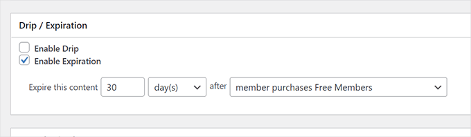 Setting expiration for an access rule