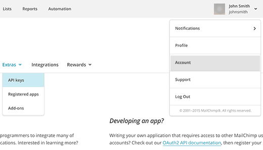 Getting API Keys for your MailChimp account