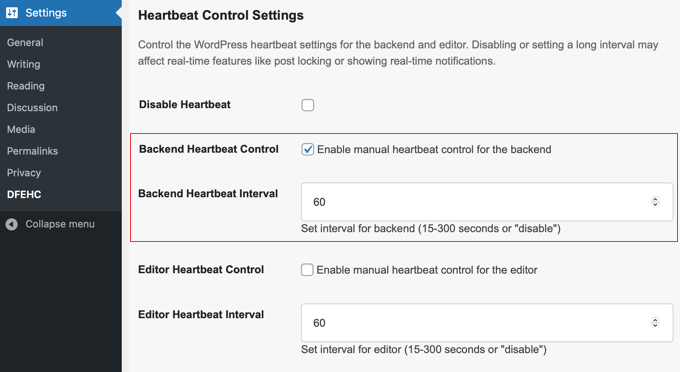 Limiting the Backend Heartbeat Interval Using a Plugin