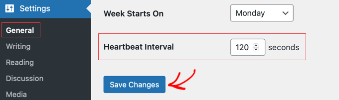 Changing the Heartbeat Interval on the General Settings Page