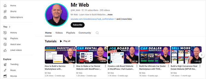 Mr Web's YouTube channel