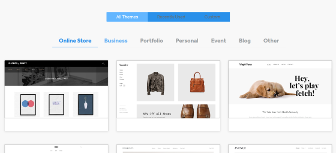 Online store themes Weebly