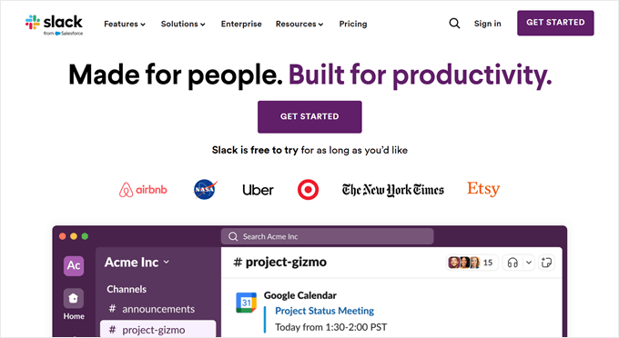 Slack website