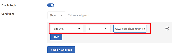 Type the conditional logic