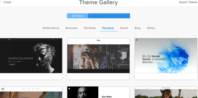Weebly theme gallery