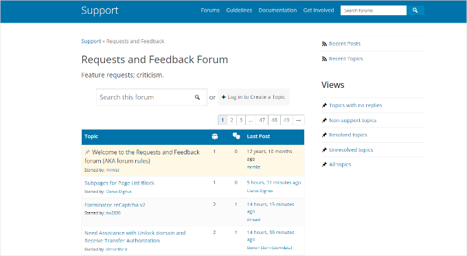 Request and feedback form in WordPress