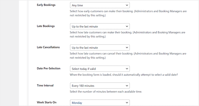 Configure booking settings