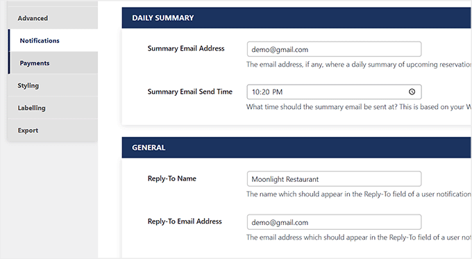 Configure notifcation settings