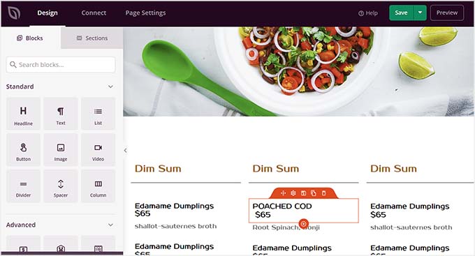 Create a restaurant menu in WordPress