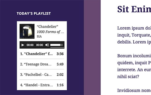 Adicionar uma lista de reprodução de áudio na barra lateral widget WordPress