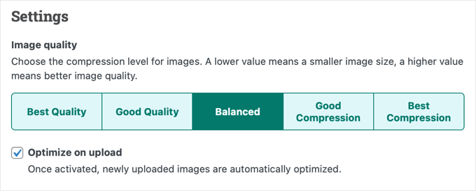 reSmush.it Image Quality Settings