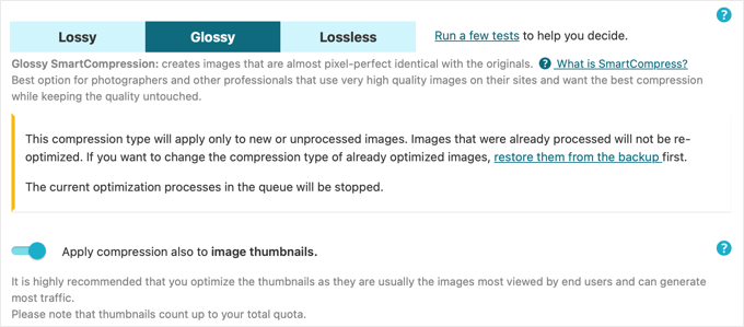 ShortPixel Compression Types