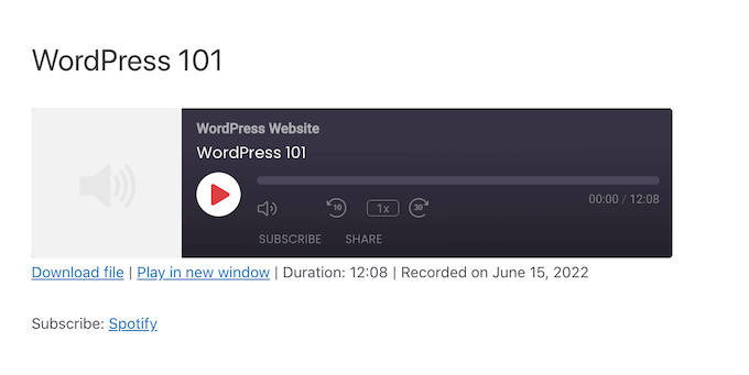 The Seriously Simple Podcasting audio player for WordPress
