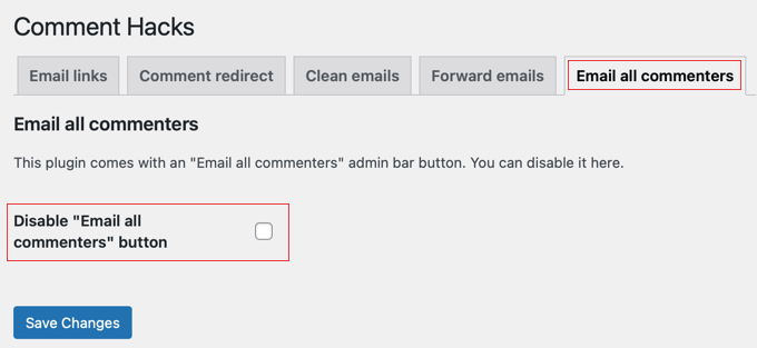 Comment Hacks - Email All Commenters Settings