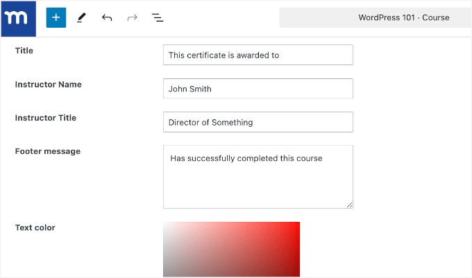 Editing certificate content