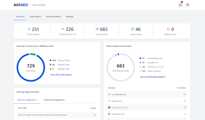 All in One SEO - Link Assistant overview