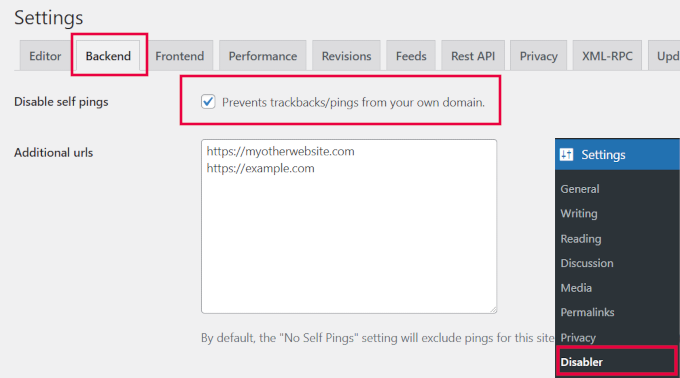 Disabler prevent self-pingbacks