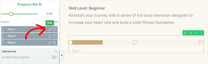 Editing the progress bar labels in Thrive Architect