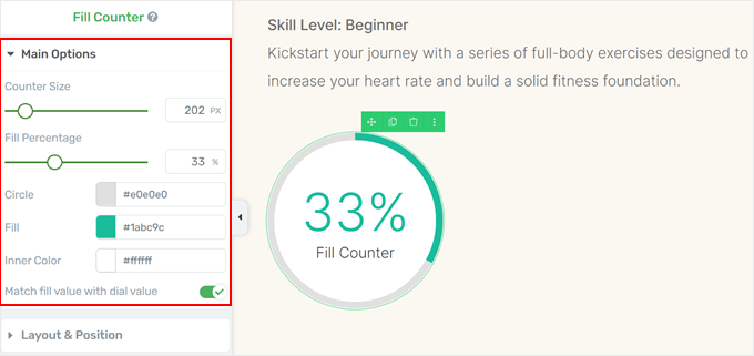 Customizing the fill counter block in Thrive Architect