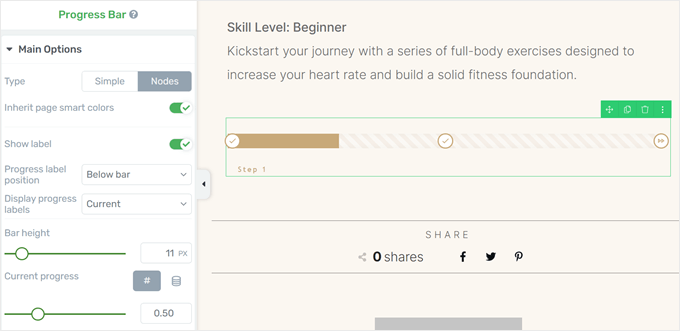 Changing the progress bar appearance in Thrive Architect