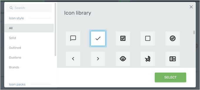 Choosing an icon for the progress bar in Thrive Architect