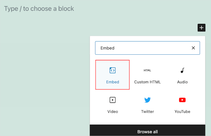 Embed block