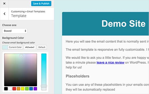 Template layout