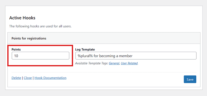 Configure hook settings