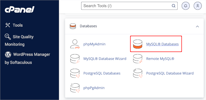 MySQL databases in cPanel