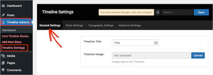 Customizing the event timeline for your WordPress website