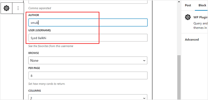 Add contributor or developer slug in the Author field