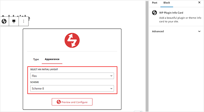 Choose layout and color scheme for the info card