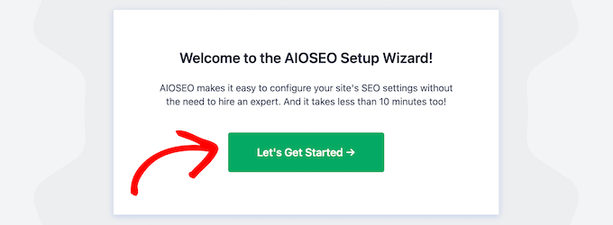 روی Let's get starts AIOSEO setup wizard کلیک کنید