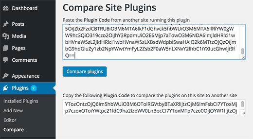 将插件代码粘贴到其他 WordPress 网站上进行比较
