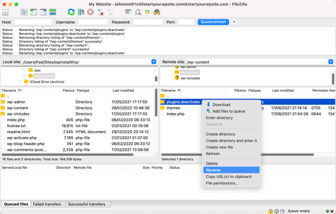 Manually Deactivate Plugins