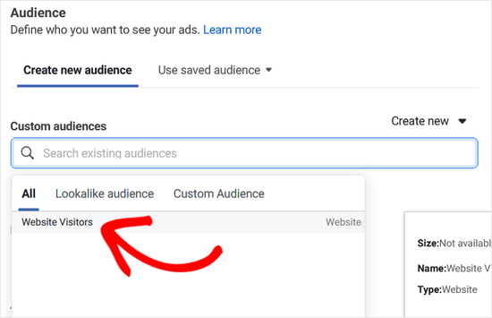 Retargeting custom audience on Facebook