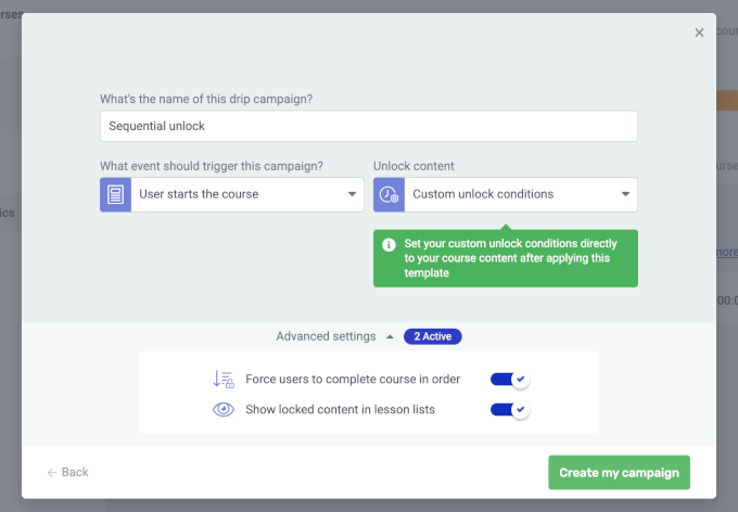 The Sequential drip content default configuration